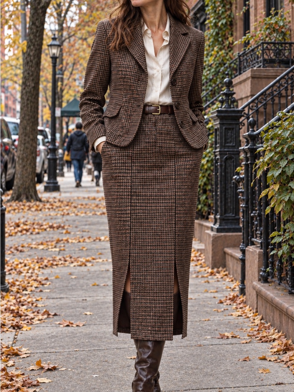 Vintage 70s 80s Tudor Square Wool Plaid Blazer Skirt Suit Set Tagged 10 Fits M